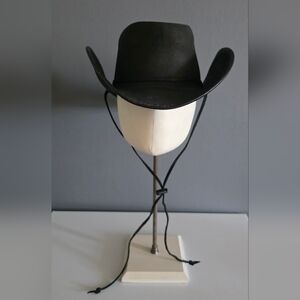Vintage Winfield Cover Co. Suede Cowboy Hat, Leather Trim, Satin Lining.